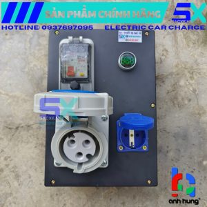 Hộp nguồn bộ sạc xe điện Vinfast - Bộ chia nguồn sạc xe điện Aptomat và ổ cắm chống nước, Phù hợp sạc xe điện ngoài trời - Dành cho bộ sạc 2.2kW, 3.5kW và 7.4kW | MẪU 04 HDSX.M04