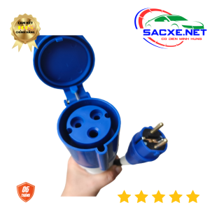 Bộ chuyển đổi sạc ô tô điện - Bộ ổ và phích cắm chuyển đổi 1 pha sạc ô tô điện Phích 2 chân sang ổ 3 chấu