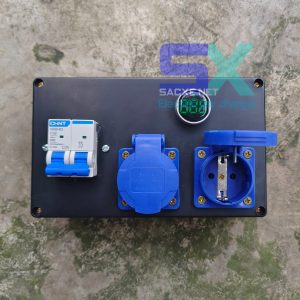 Bộ chia nguồn 2 ổ cắm tiếp địa trang bị Aptomat chống giật RCBO DELIXI 32A, có đèn báo volt