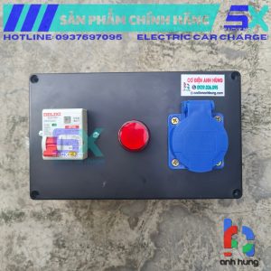 HỘP ĐIỆN SẠC XE 16A TẠI NHÀ | Ổ cắm điện có chân tiếp địa sạc xe điện VINFAST | Ổ cắm điện 16A, CB chống giật RCBO 32A có đèn báo nguồn