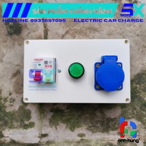 HỘP ĐIỆN SẠC XE 16A TẠI NHÀ | Ổ cắm điện có chân tiếp địa sạc xe điện VINFAST | Ổ cắm điện 16A, CB chống giật RCBO 32A có đèn báo nguồn, hộp trắng