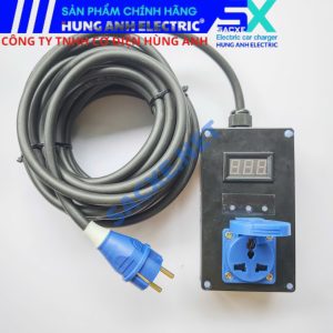 Ổ cắm tiếp địa mạch xử lý tự động phiên bản TC - STANDARD | Sạc xe VINFAST VF3, WULING MINI, JAECOO J7 - Ổ cắm TYPE B 3 chân, dây nguồn cáp CADIVI hiển thì điện áp