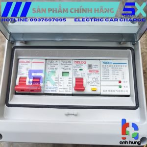 Hộp điện đấu sẵn dùng cho sạc xe điện, tủ tổng điện gia đình | Mẫu 07 | Trang bị CB tự động MCB, CB chống rò RCBO, chống sét lan truyền SPD và bảo vệ áp cao áp thấp áp