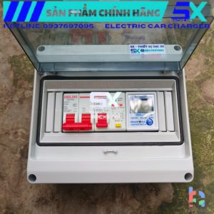 Hộp điện đấu sẵn dùng cho sạc xe điện, tủ tổng điện gia đình | Mẫu 01 | Trang bị CB tự động MCB, CB chống rò RCBO, đồng hồ đo điện điện tử